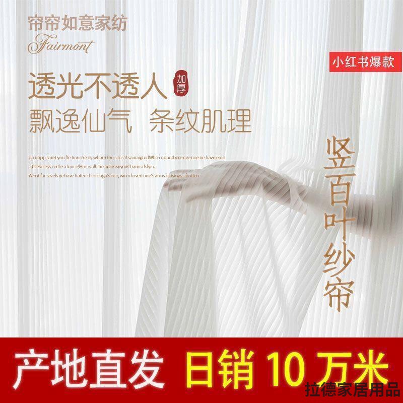 Internet Celebrity Vertical Shutter Shade Transparent Pervious Window Screen White Screen Non-Punch Yarn Living Room Internet Celebrity Curtain Dream Curtain