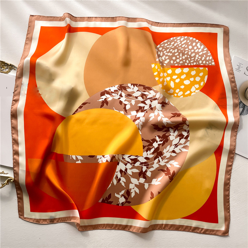 Women's Elegant Business Geometric Satin Printing Silk Scarf display picture 3