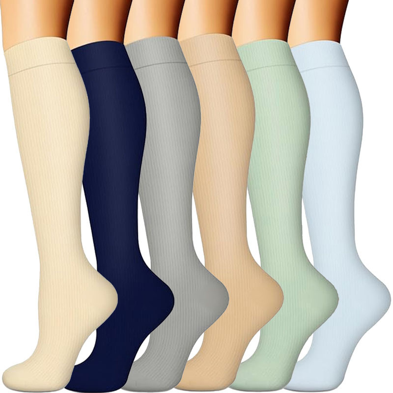 Solid Color Compression Socks for Spring and Summer, Suitable for Men and Women, Sports Compression Socks, Yoga Calf Socks, Knee-High Running, Hiking, and Cycling Socks
