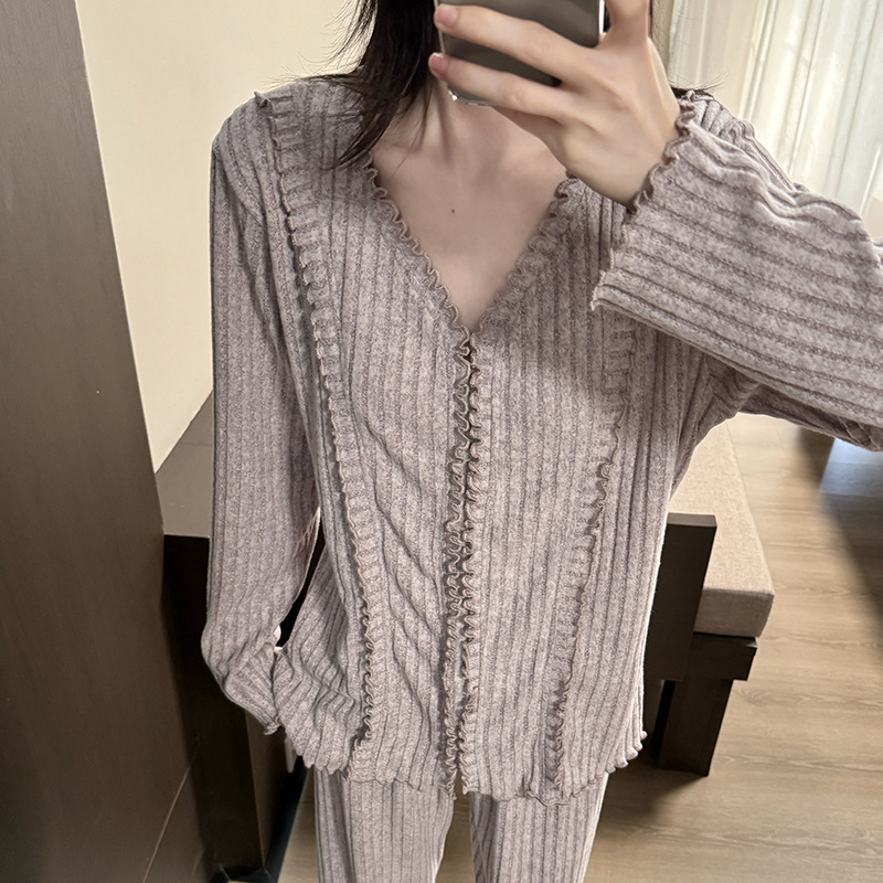 春秋睡衣女款新款秋季长袖长裤女士居家服可外穿高级感家居服套装|undefined