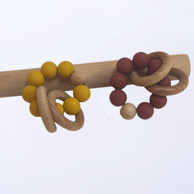 Nuevo bebé pulsera de madera de haya silicona bebé muñeca de dientes de relleno juguetes de comercio exterior Amazon AliExpress juguetes