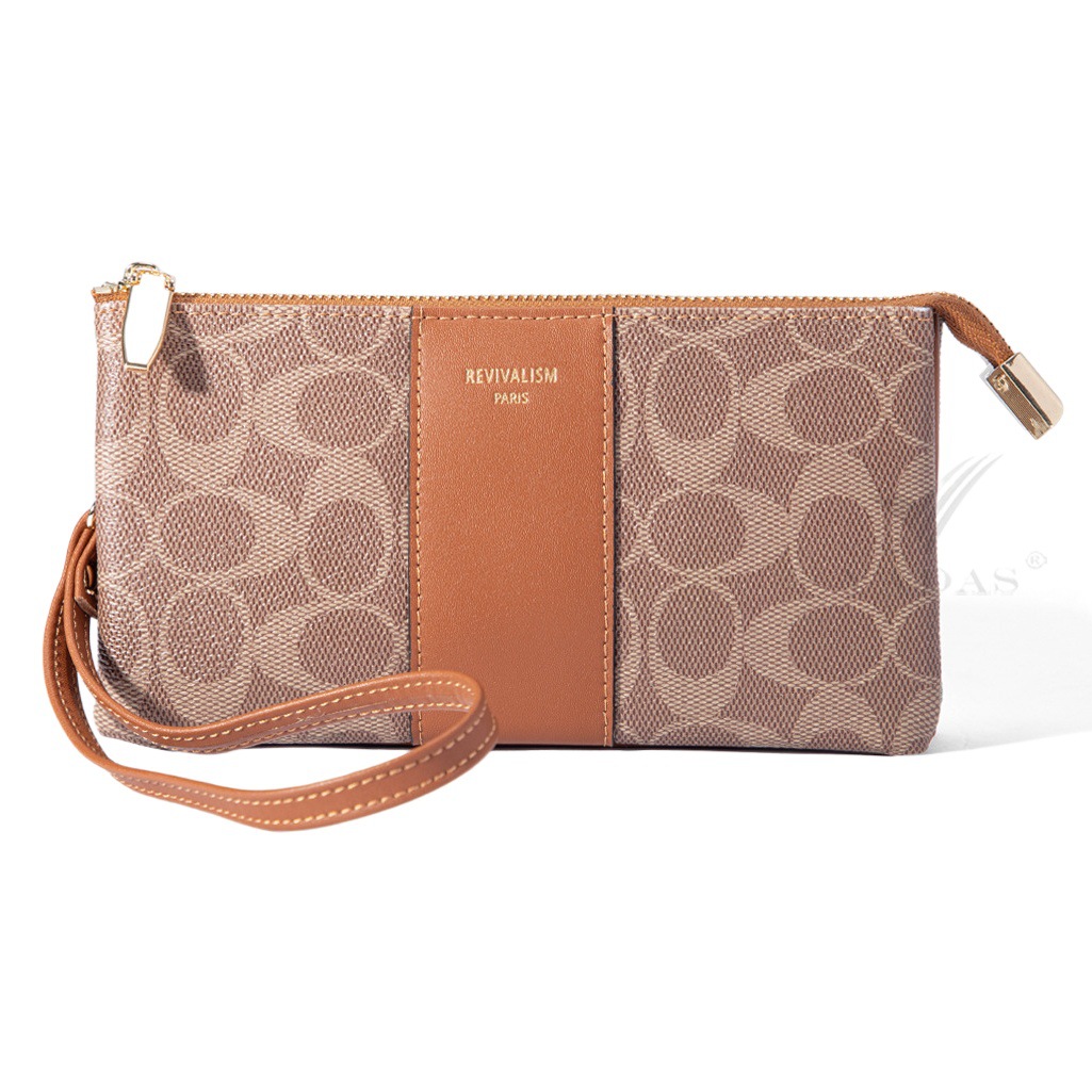 Yadas cartera comercio exterior de las mujeres al por mayor nuevo clásico impresión oval viejo patrón cremallera bolso elegante pu
