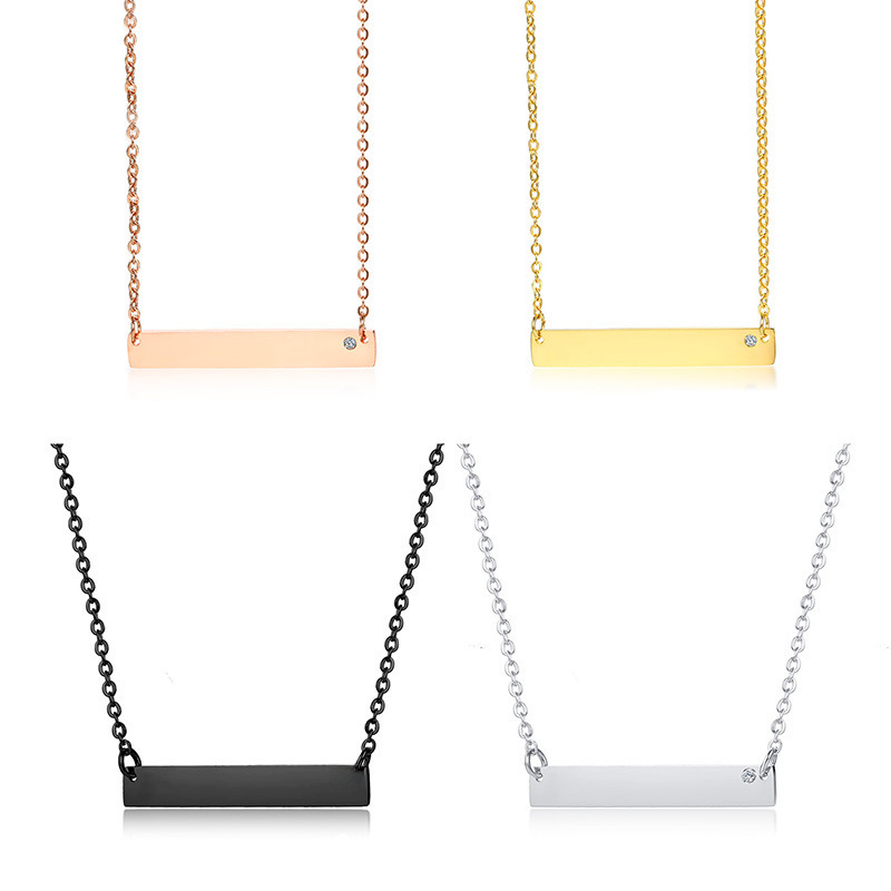 Stainless steel inlaid with rhinestone long necklace gold silver…