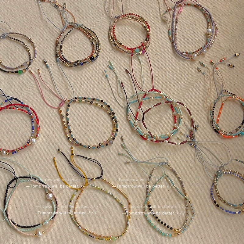 Share Lucky ~ New Chinese Ethnic Rice Bead Bracelet Niche Natural Stone Fine Bracelet Girlfriend Small Gift Bracelet