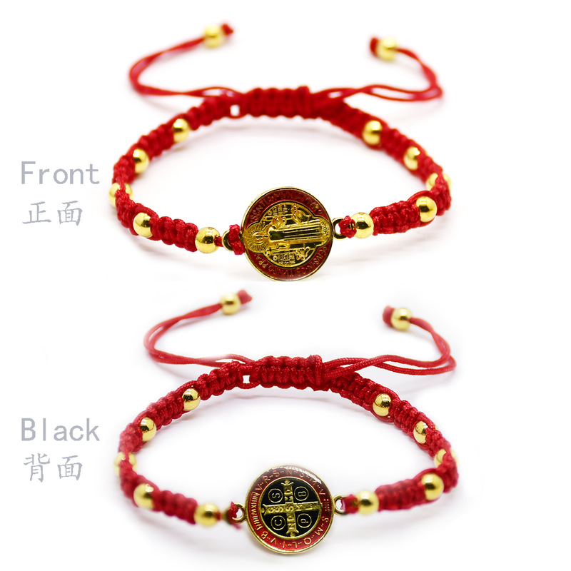 E-Commerce Foreign Trade hand-made dripping oil ID Chinese knot Saint Benedict bracelet St. Benedict bracelet