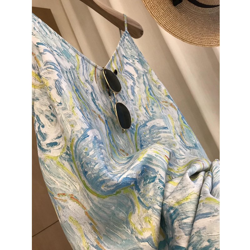 The absolute absolute son, upper body paper person both visual sense! Summer Wear Art Oil Painting Printed Slim Slip Skirt