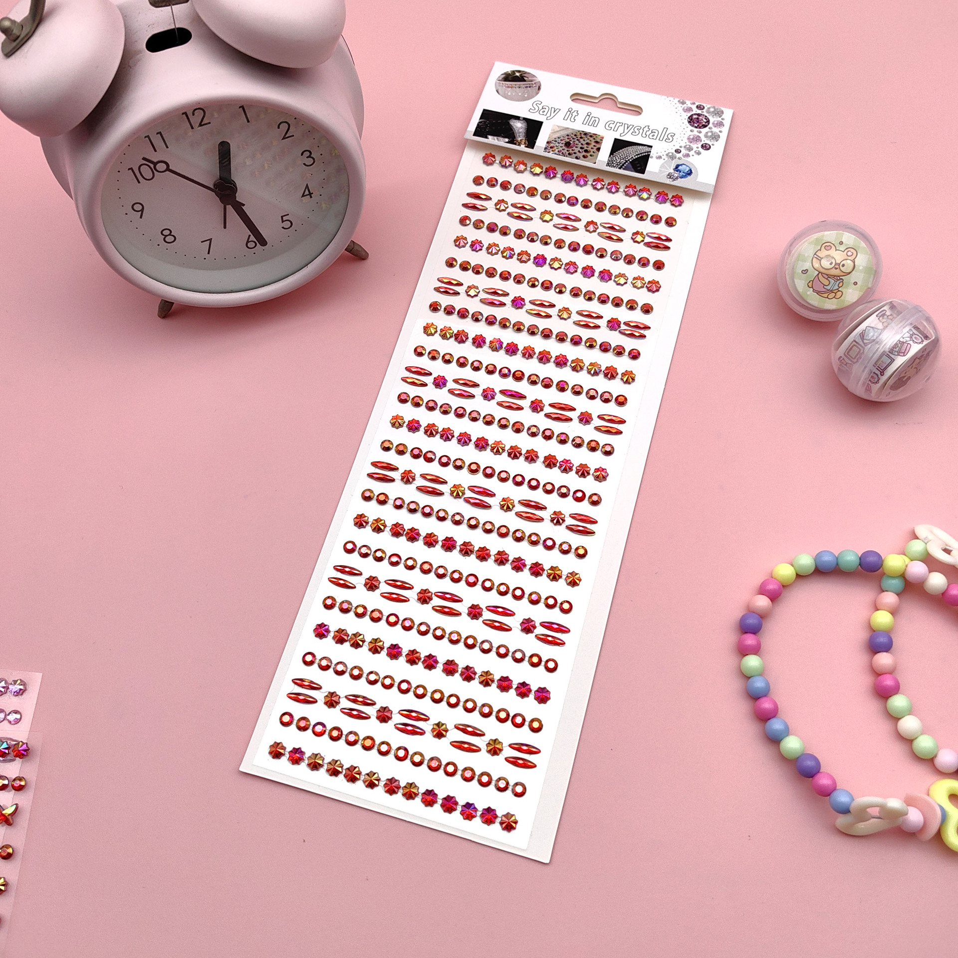 Coloridas pegatinas de flores de hielo para niños gema de diamantes de color AB pegatinas de cristal acrílico de juguete princesa pequeñas pegatinas al por mayor