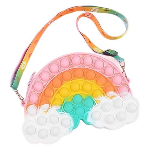 Kids' Crossbody Bag with Pressable Bubble Design: Mini Silicone Rat-Killing Puzzle Bag—Featuring Mickey and Minnie Characters, Perfect for a Stylish Single-Shoulder Look in a Round Shape