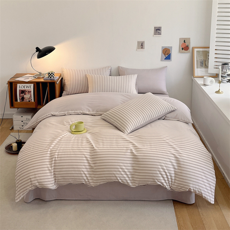 Cama de algodón de cuatro piezas dormitorio de estudiantes sábanas de algodón de cuatro estaciones colcha de cama universal cubierta de almohada set