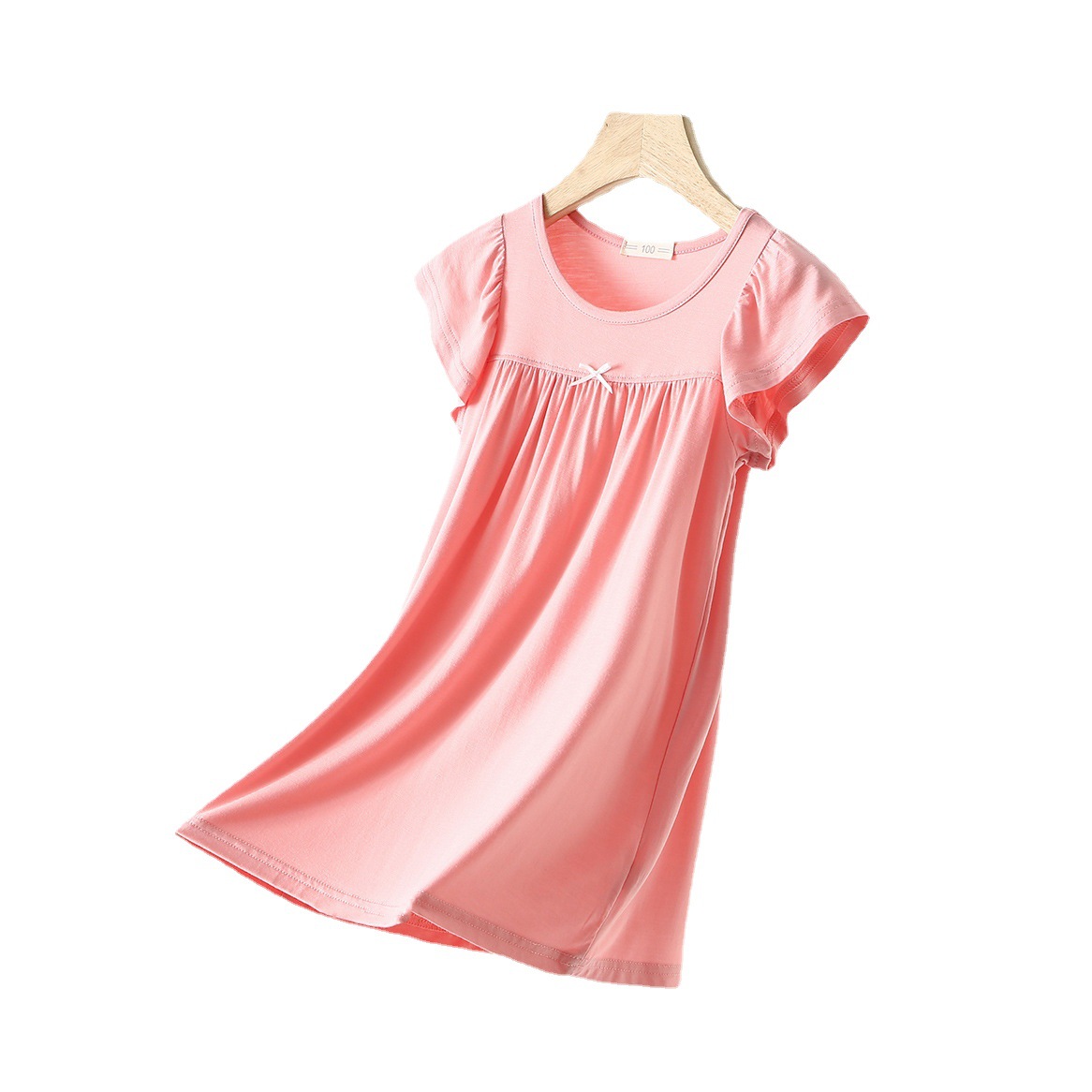 Super Comfortable~Spring and Autumn Summer Thin Pink Nightgown Women's Modal Pit Stripe Moisture wicking Princess Pajamas