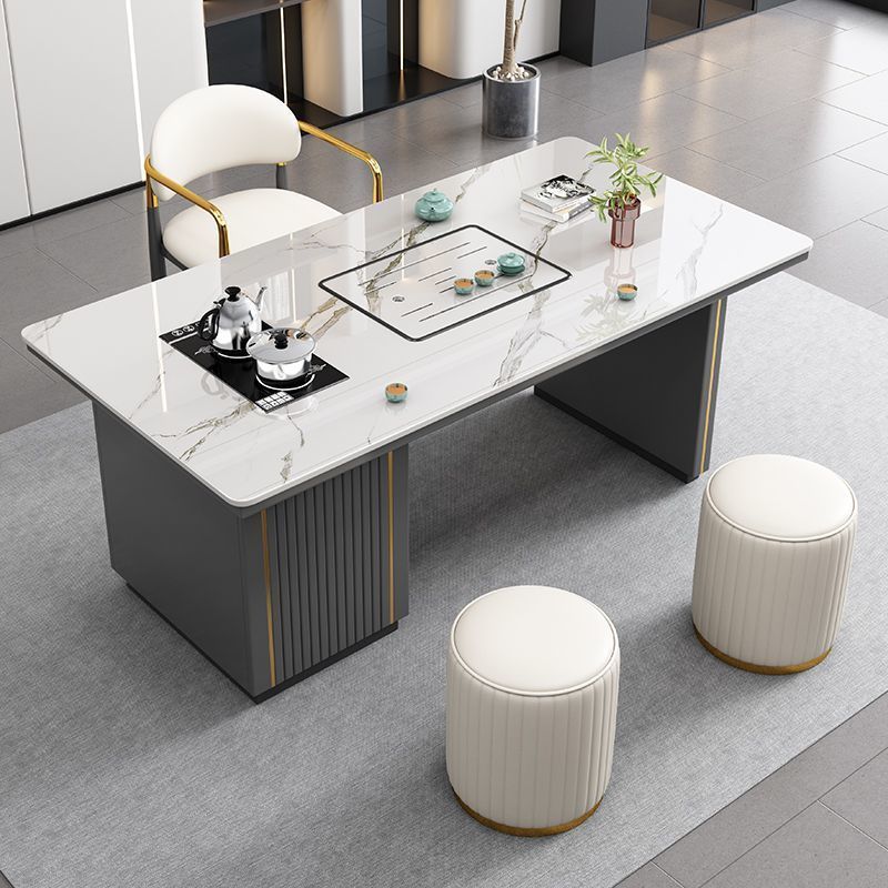 Mesa de té de tabla de roca en un conjunto completo de lujo ligero moderno simple oficina en el hogar silla de mesa de té multifuncional balcón de té