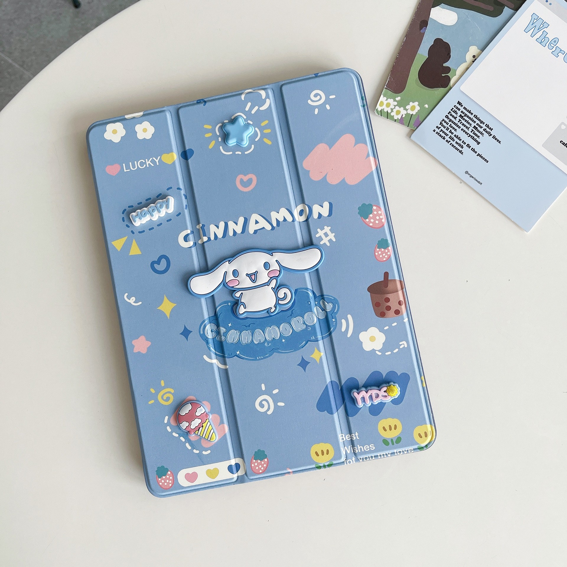 Suitable for iPad Air6543 Tablet PC Protective Leather Case 3D Cute Cartoon Drop-resistant Protective Case with Pen Slot