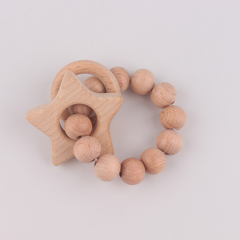 Europa y América niños pulsera de madera animal beech goma de madera perla recién nacido mordida le mordida molar pulsera