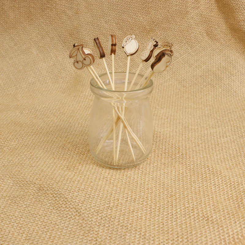 Desechable palo de bambú 12cm cóctel decorativo palo de postre