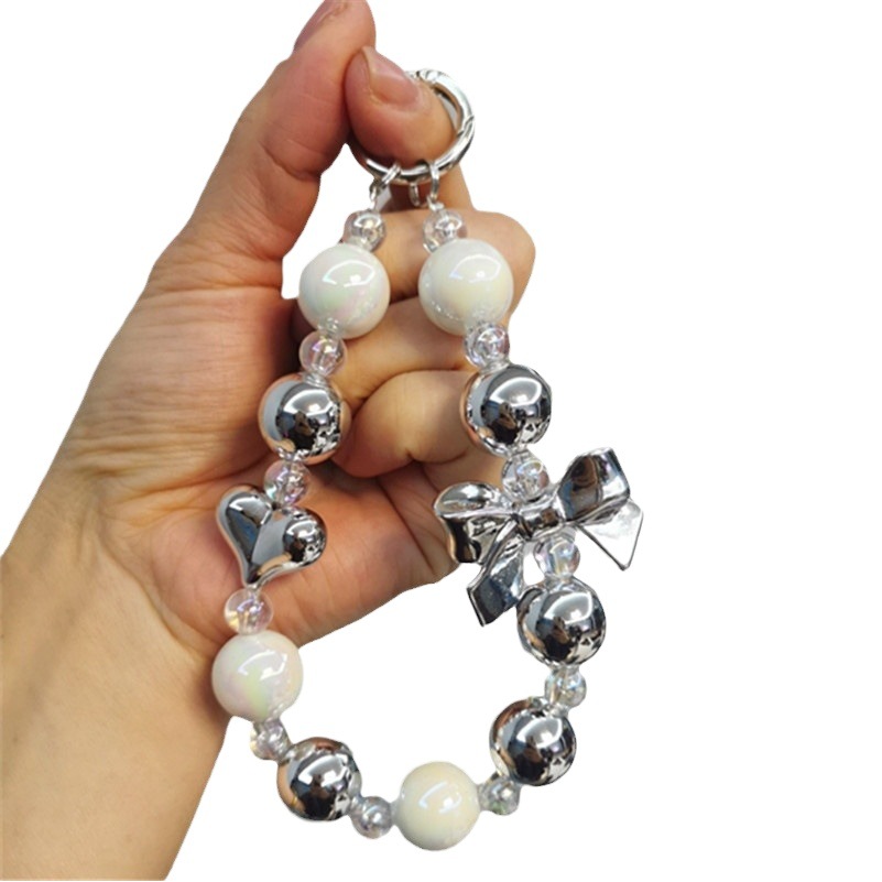 Cadena de cuentas de amor colgante DIY teléfono móvil Shell cadena hecha a mano con cuentas de melocotón corazón colgante de joyería decorativa colgante