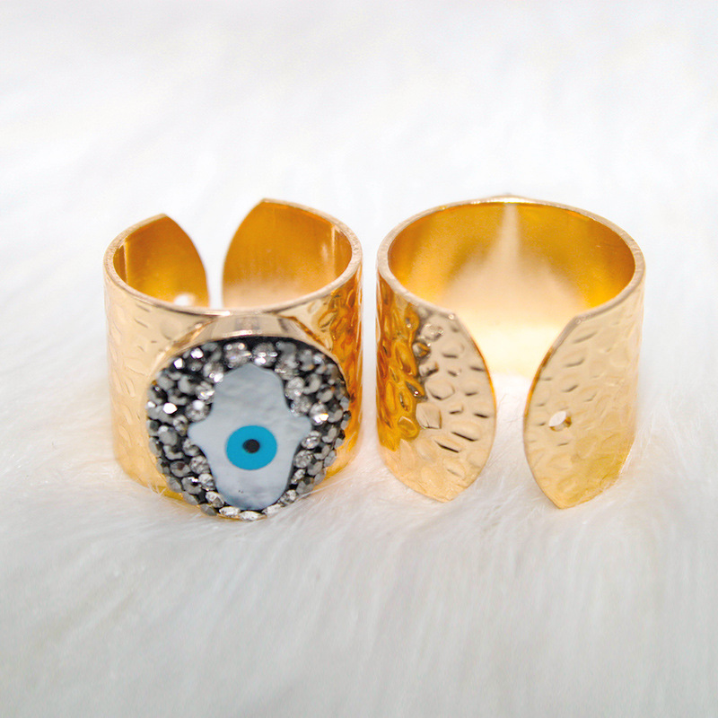 Fashion Hand Of Fatima Copper Plating Alloy Rhinestones Open Ring