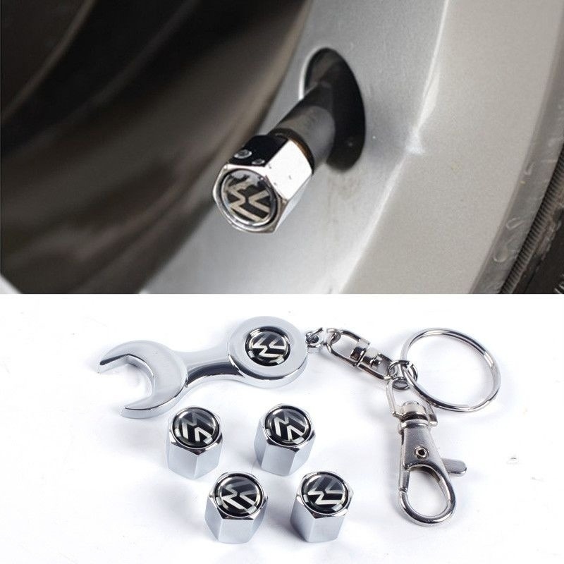 Tapa de Válvula de Neumático de Aluminio Universal con Llavero para Automóvil image 5