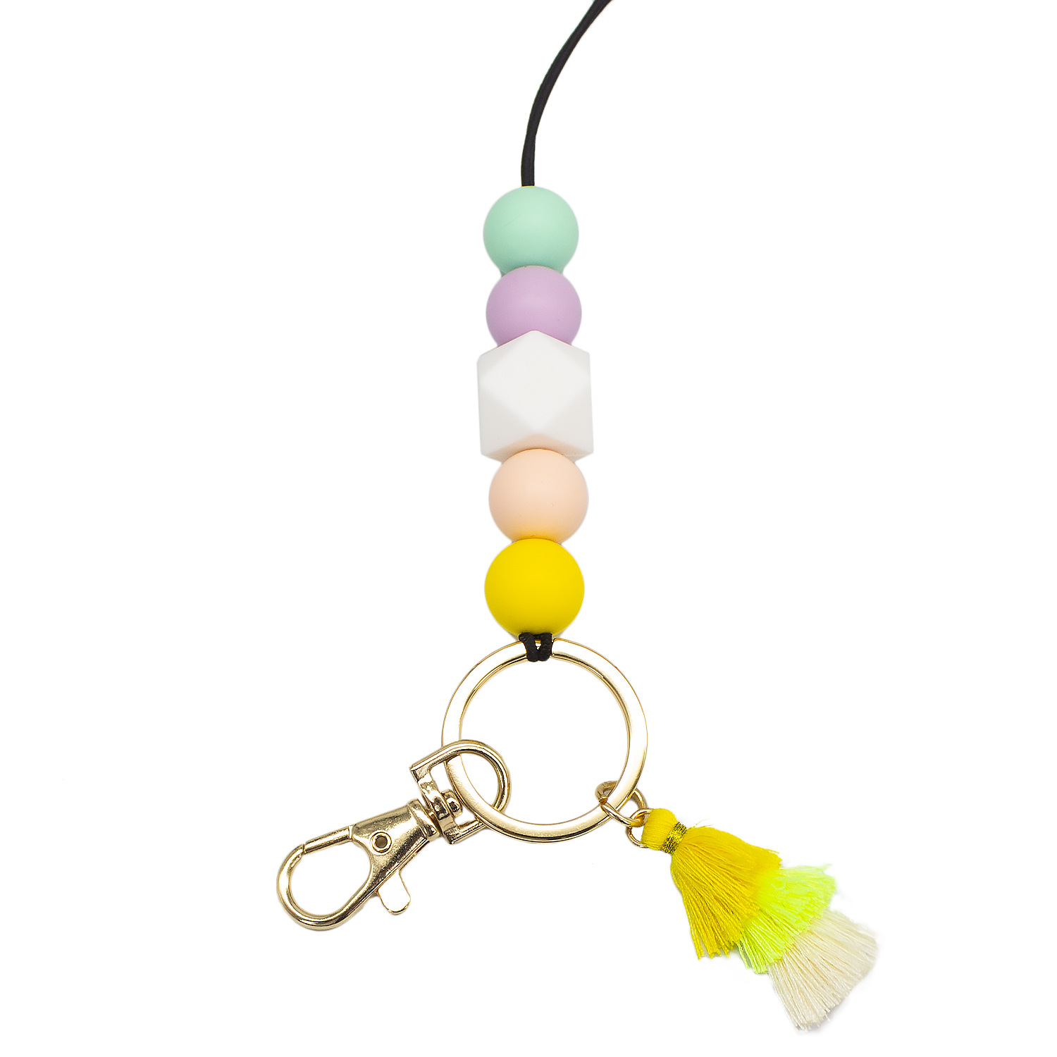 Cordón de cuentas de silicona de dibujos animados collar de goma suave Estudiante Adulto fiesta universal colgante borla cordón llavero