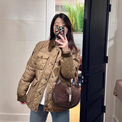 跨境高品RL拉夫老钱风工装灯芯绒拼接菱格英伦复古棉服男女款五色