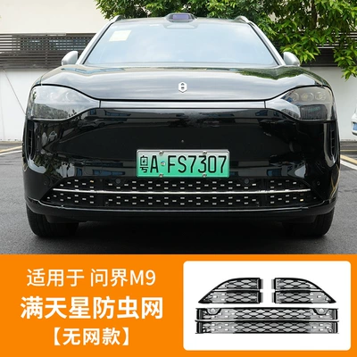 Car Grille Protection Water Tank – Automobile anti-insect net - no-network-model-questioning-world-m9-upgraded-model-three-stage-gypsophila-insect-net-center-net-bright-black-3-piece-set