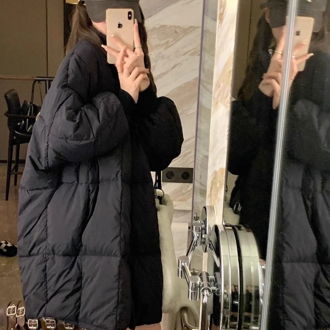 大码胖mm300斤羽绒棉服女中长款冬季新款棉衣加厚面包服棉袄外套