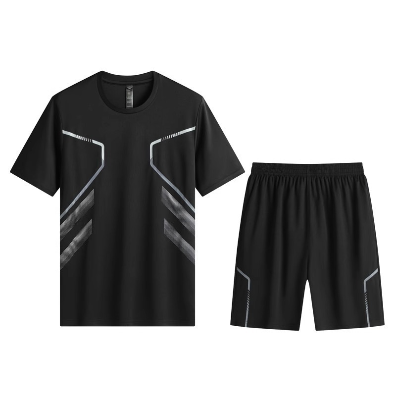Ropa deportiva de verano baloncesto hielo camiseta de mangas cortas secas rápidas pantalones cortos de entrenamiento transfronterizos de entrenamiento físico hombre