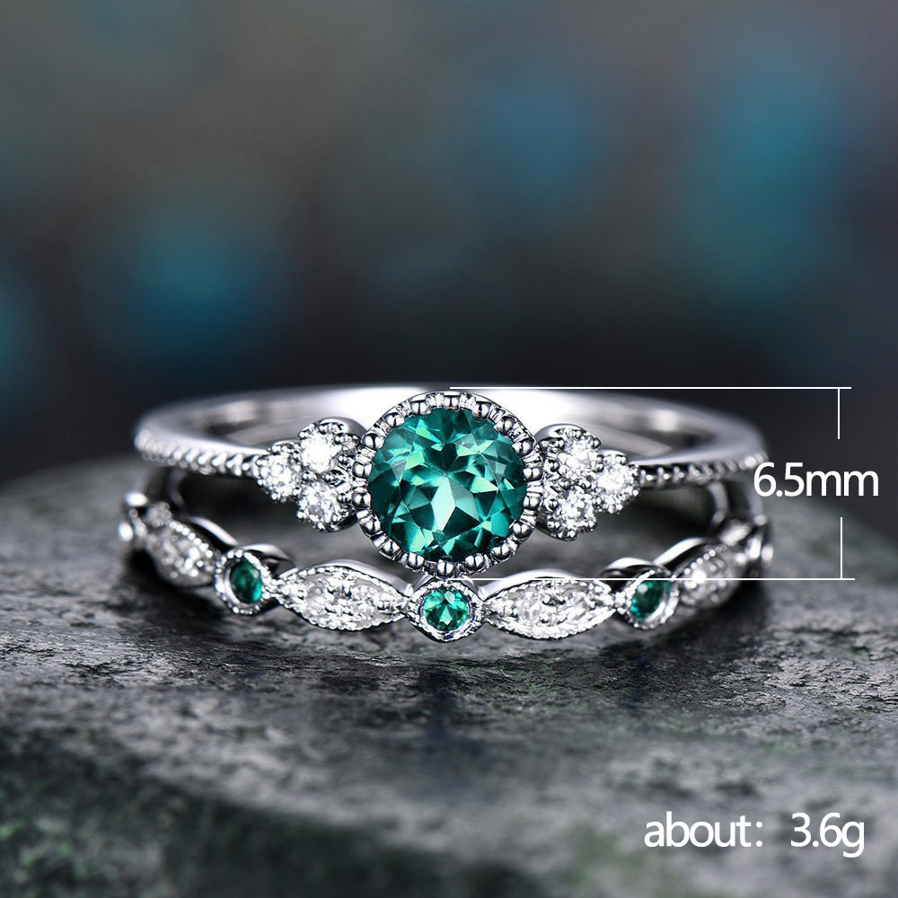 Zubehör Einfache Mode Grün Zirkon Damen Legierung Saphir Ring display picture 1