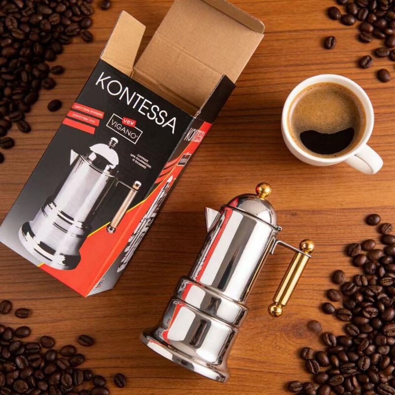 Cross-Border Exclusive Supply of Thickened Stainless Steel 304 Pagoda Pot, Foreign Trade Coffee Set, Induction Cooker Heating Mocha Coffee Pot