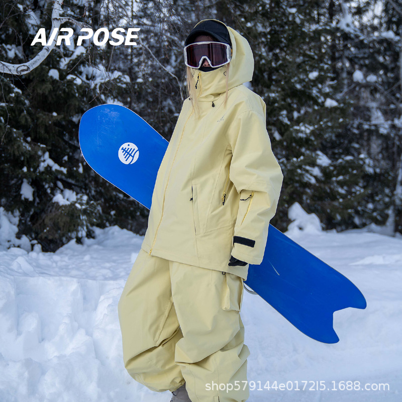 남성과 여성을위한 AIRPOSE 스키 복 겨울 3L 싱글 보드 야외 두꺼운 방풍 느슨한 미국의 새로운 스키 복