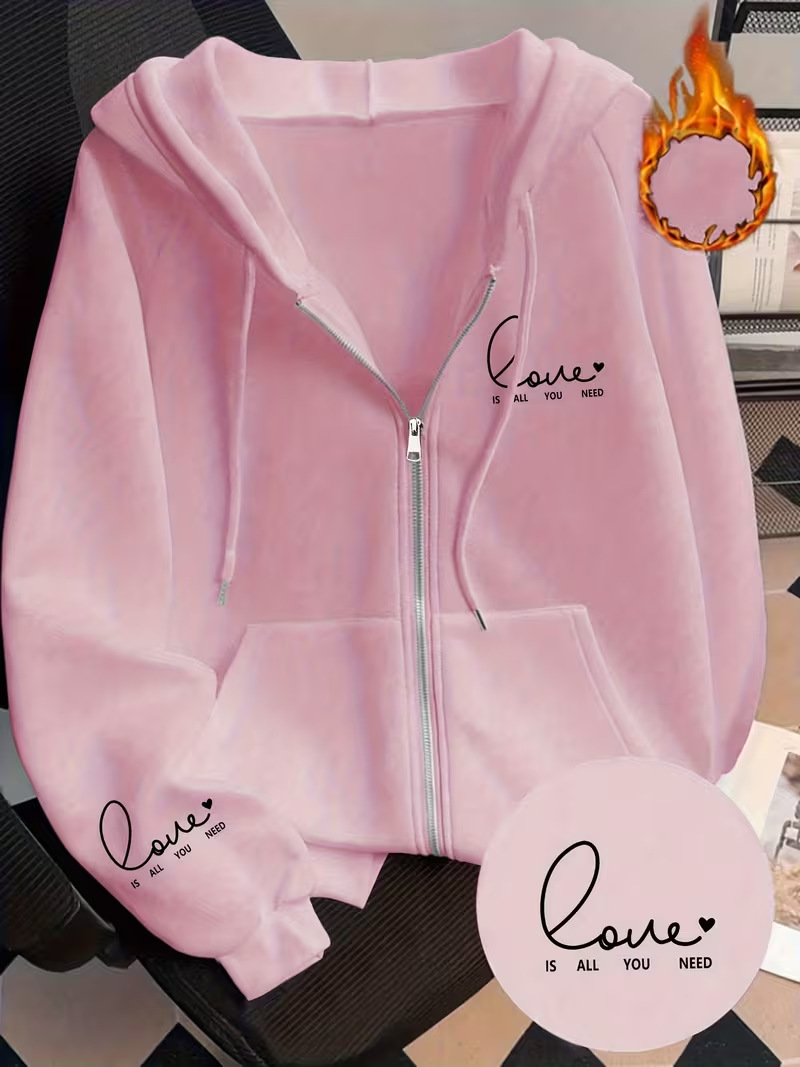 Women's Casual Hooded Zip Up Top Relaxed Fit Retro Trendy Loose Fitting Sweatshirt For Autumn Winter Print_ecoleips.com
