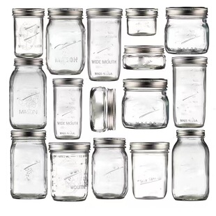 Cross-border Amazon Mason Jar Glass Sealed Jar Tea Jar Storage Jar Snack Jam Bottle Fruit Salad Jar