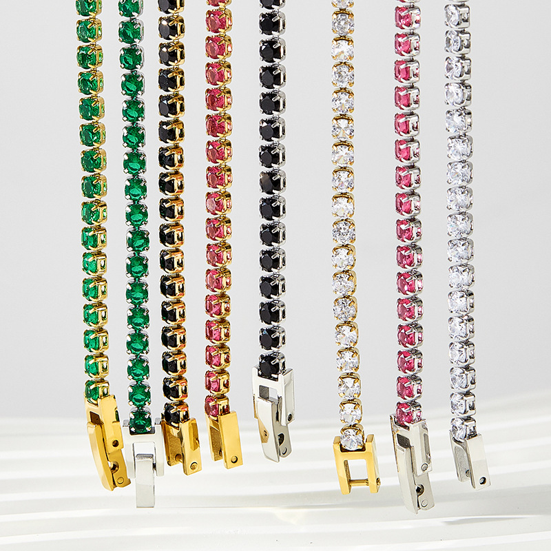 Glamour Géométrique Acier Inoxydable Placage Zircon Bracelets display picture 1