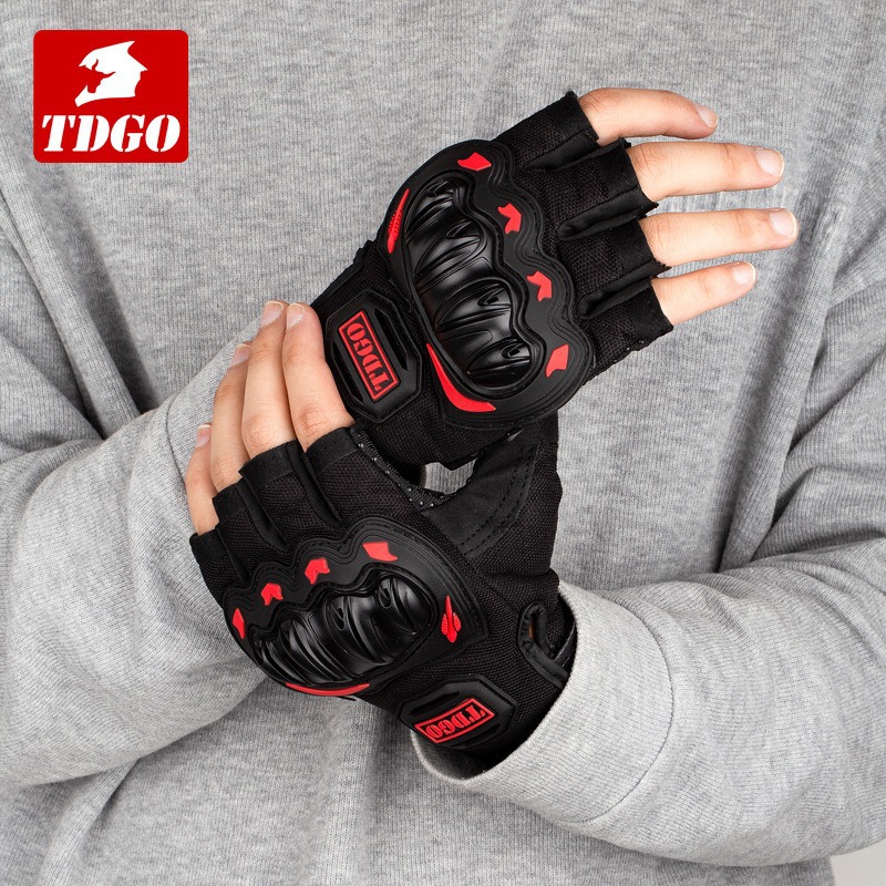 Guantes de motocicleta de verano para hombres con dedos y medio dedos guantes de motocicleta transpirables anti-caída guantes de bicicleta a prueba de viento