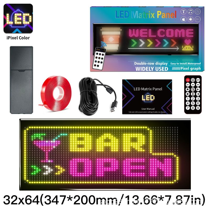 24*48 ピクセル広告画面 LED ステッカーハードスクリーン携帯電話アプリ Bluetooth プログラミングスマート制御車のステッカー LED スクリーン|undefined