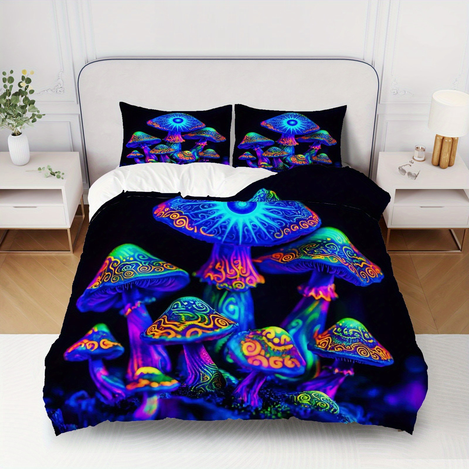 TEMU / JIT textil doméstico molido impresión digital de color iluminante set de colcha con patrón forestal para diseñar