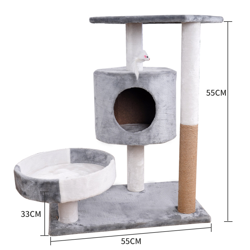 Marco de escalada para gatos de franela pequeña con plataforma, nido para gatos, columna de agarre de sisal, descuento de bajo precio, venta directa de fábrica, marco de escalada para gatos de juguete para gatos