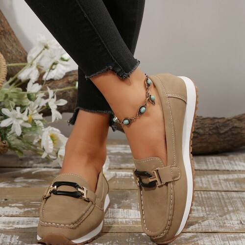 Women's 2025 Autumn Metal Chain Flat Thick Sole Casual Loafers