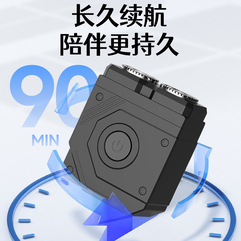 新型黒銀色電動ミニシェーバー ポータブル回転式カッター 全身水洗い可能電動シェーバー