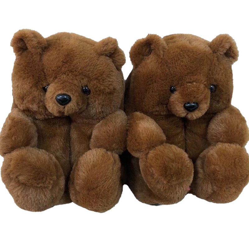 En stock oso de peluche zapatillas piso hogar felpa engrosada algodón zapatos calientes fábrica