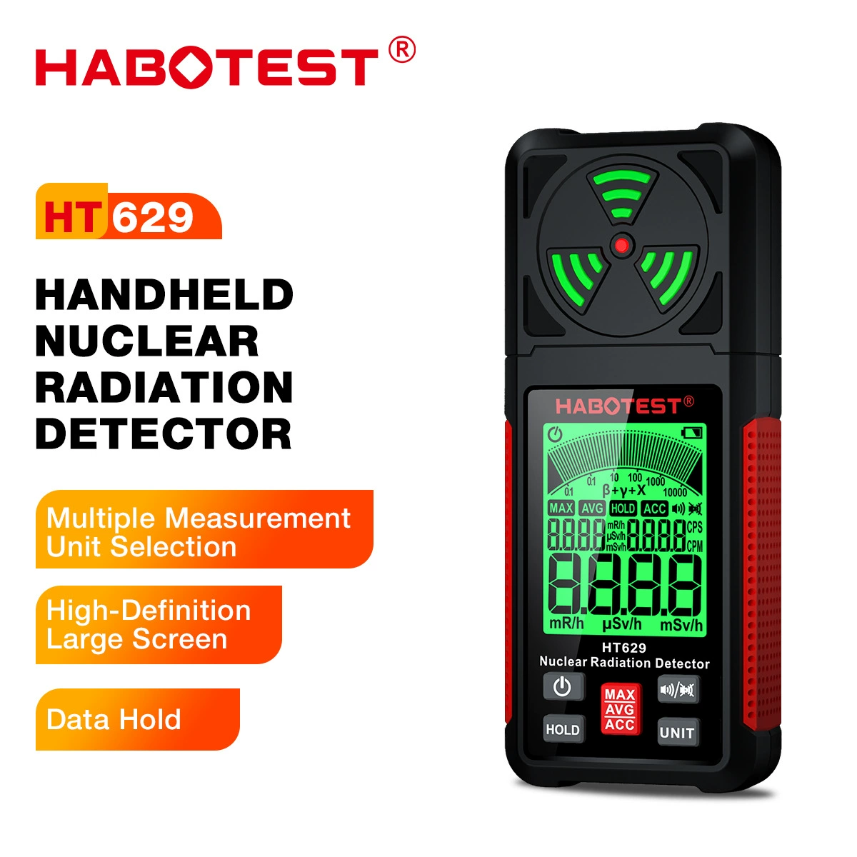Детектор ядерного излучения Huabo HT629 Электромагнитное поле радиационный сигнализация Детектор ионизирующего излучения HABOTEST