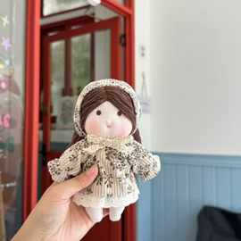 韩系手工小号碎花头巾女孩布艺公仔玩偶甜美田园风棉花娃娃批发