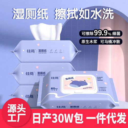 Dispersible Wet Toilet Paper 80 Pads Portable Family Economical Pack Wet Wipes Bathroom Wet Tissue Toilet Paper Unisex