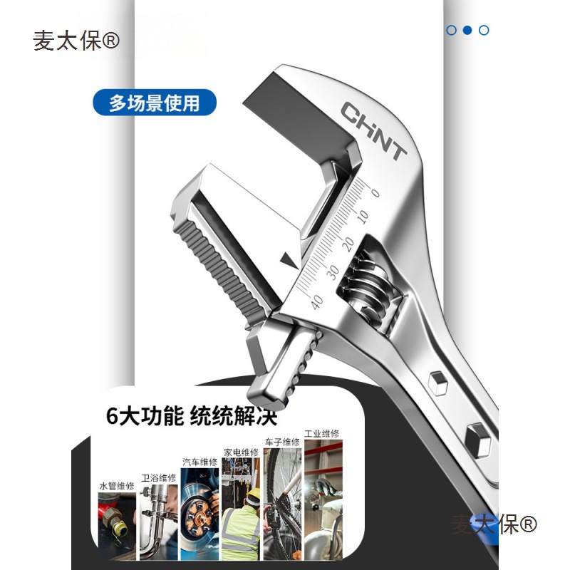 正泰活动扳手工具套装活口管钳多功能大开口卫浴12寸调节其麦太保