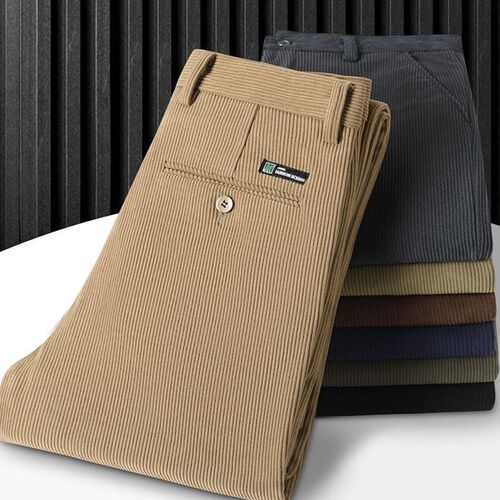 Versatile corduroy men's pants for Mid-Autumn, winter, casual pants loose dad style trendy straight-leg pants casual pants