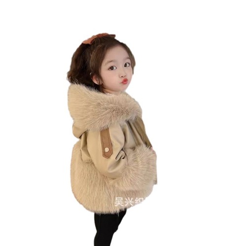 Women's children's winter coat with plush and thick fur coat, children's autumn and winter coat, women and children's upper coat, little girl's fur coat.