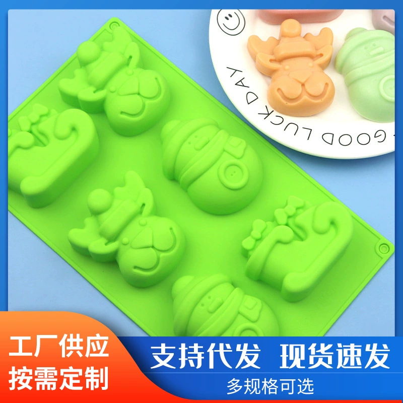 Оптовая продажа 6 даже лосей снеговик рождественская серия силиконовая форма для выпечки