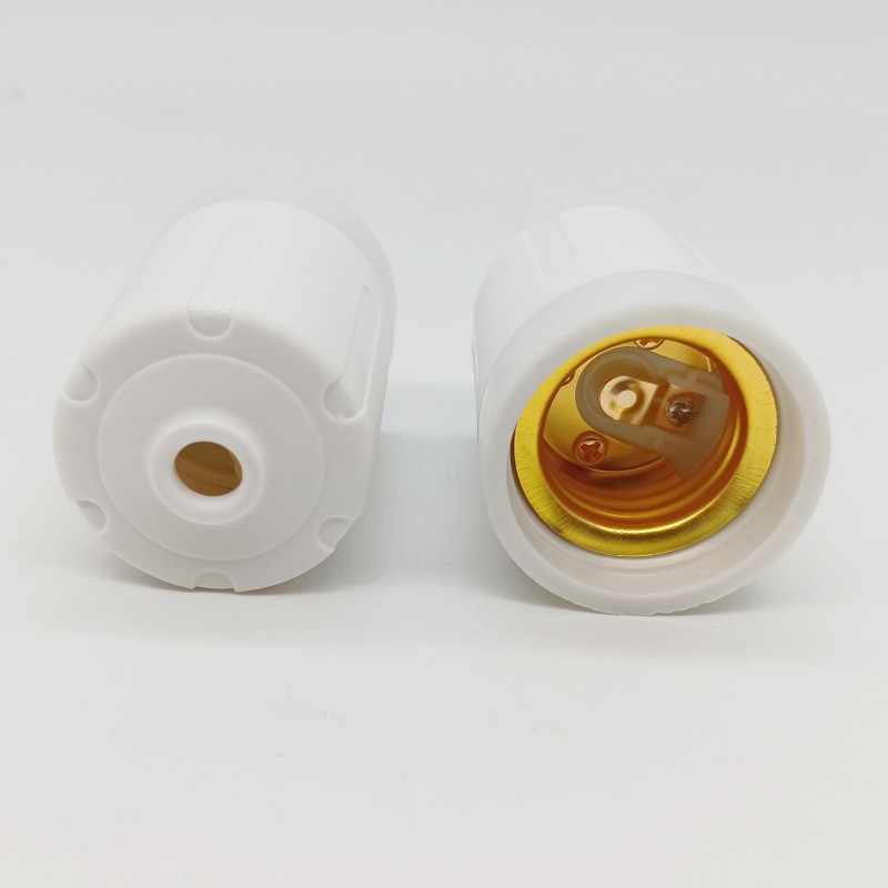 白色PVC螺口E27通用吊燈座阻燃膠木防脫落螺旋家用工地燈泡吊燈頭