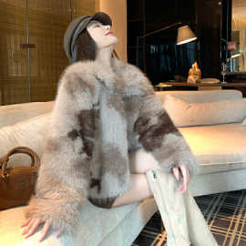 冬季韩版皮草年轻款仿狐狸毛皮草外套女小个子翻领环保毛毛女