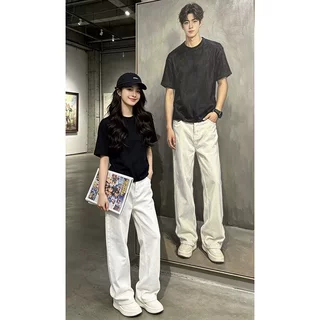 美拉德复古显瘦牛仔裤秋季男士美式高街净版直筒百搭长裤时尚流行
