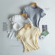 Basic All-Match Solid Color Slim-Fit Short-Sleeved T-Shirt with Chest Pad Women's Round Neck Short Top Summer Cotton Tencel Lyocell